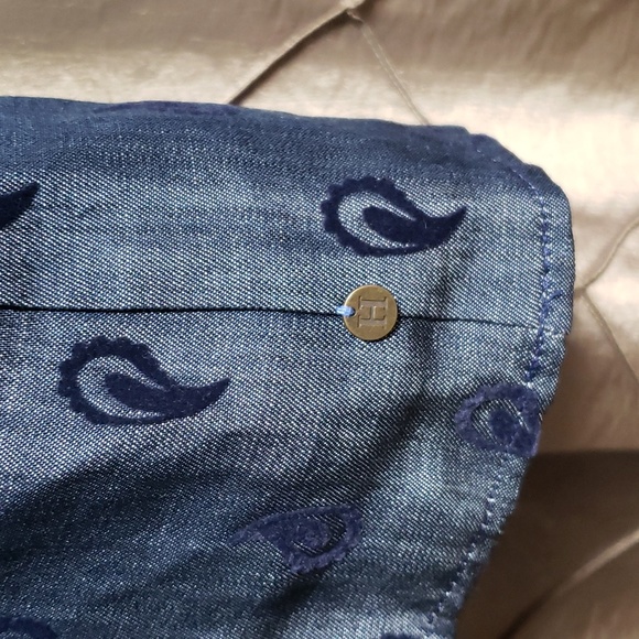 EUC- Hatley Denim Shirt Dress w/Flocked Black Paisley - Picture 4 of 9